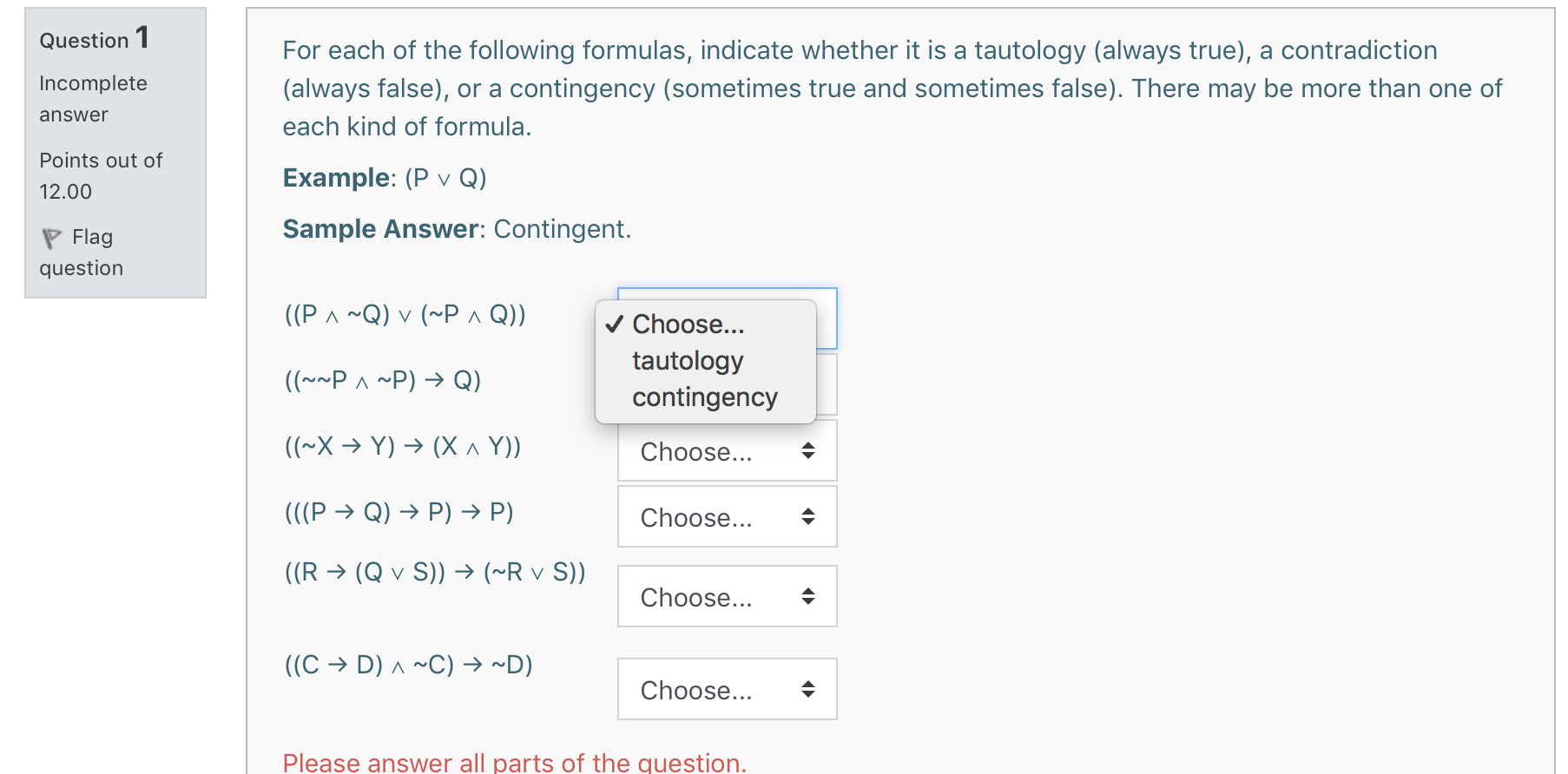 Solved Question 1 Incomplete Answer For Each Of The | Chegg.com