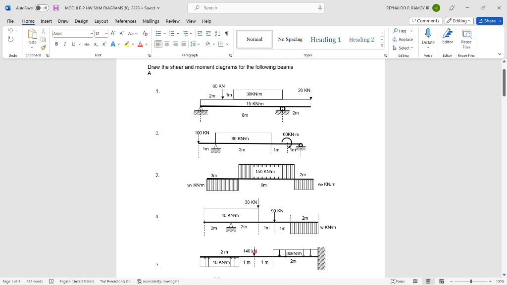 Solved Draw the shear and moment diagrams for the following | Chegg.com