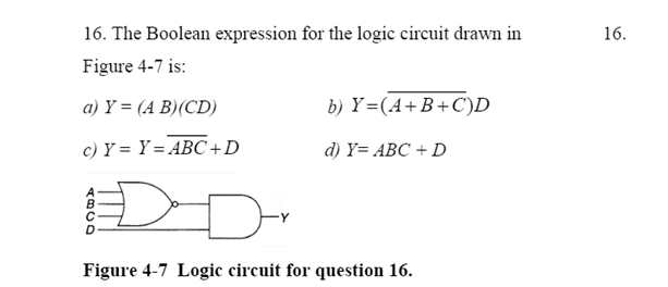 Solved 16. 16. The Boolean expression for the logic circuit | Chegg.com
