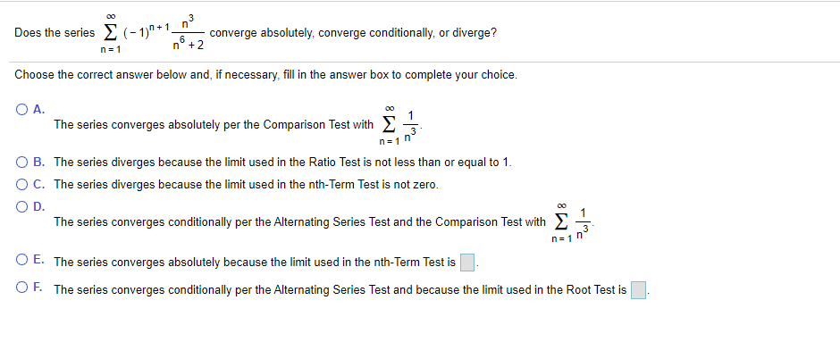 Solved Does The Series E 10 1 N3 6 Nº 2 Converge Absolu Chegg Com