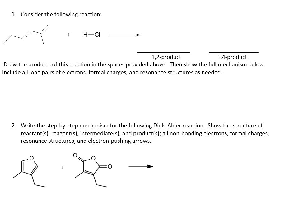 Solved 1. Consider the following reaction: Н-СI 1,2-product | Chegg.com
