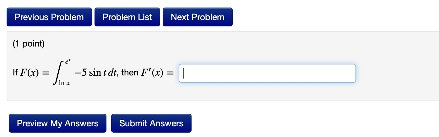 Solved (1 point) Use the Fundamental Theorem of Calculus to | Chegg.com