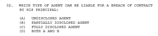Solved 32. WHICH TYPE OF AGENT CAN BE LIABLE FOR A BREACH OF | Chegg.com