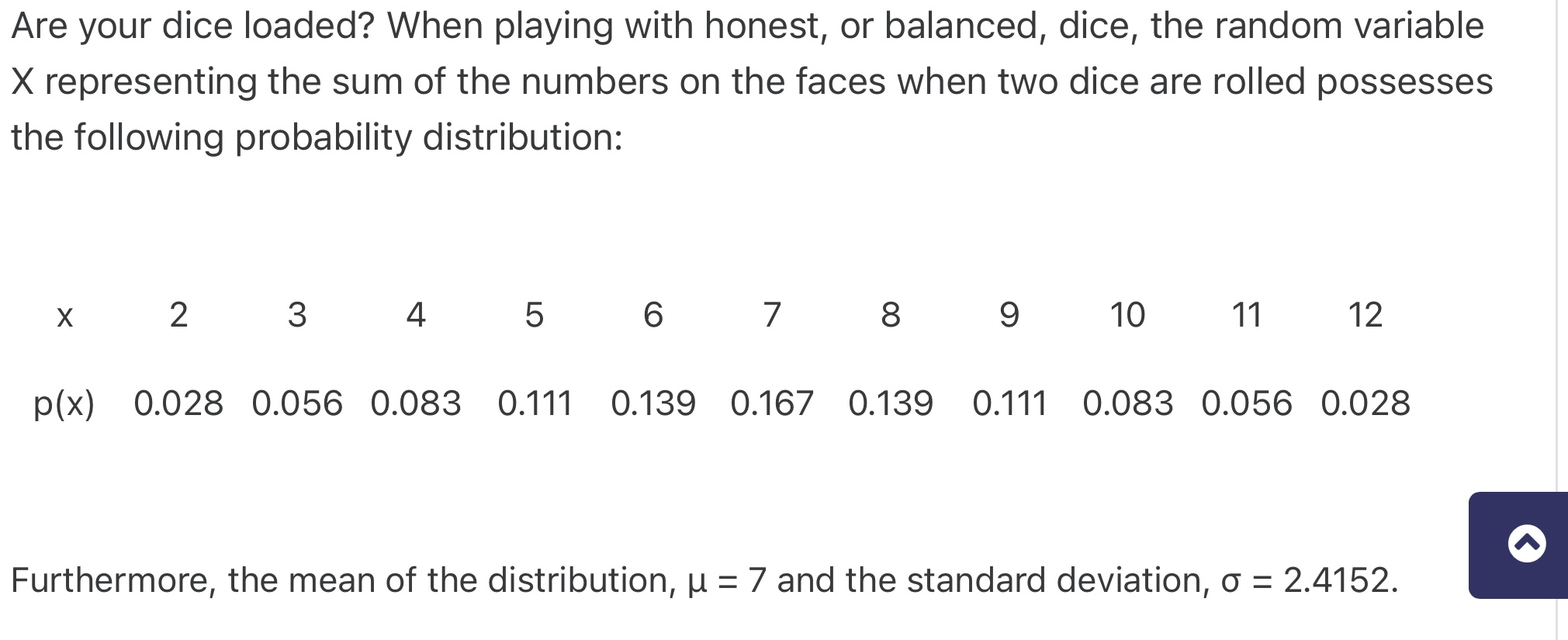 Solved 1. Two dice were rolled 40 times and the sums