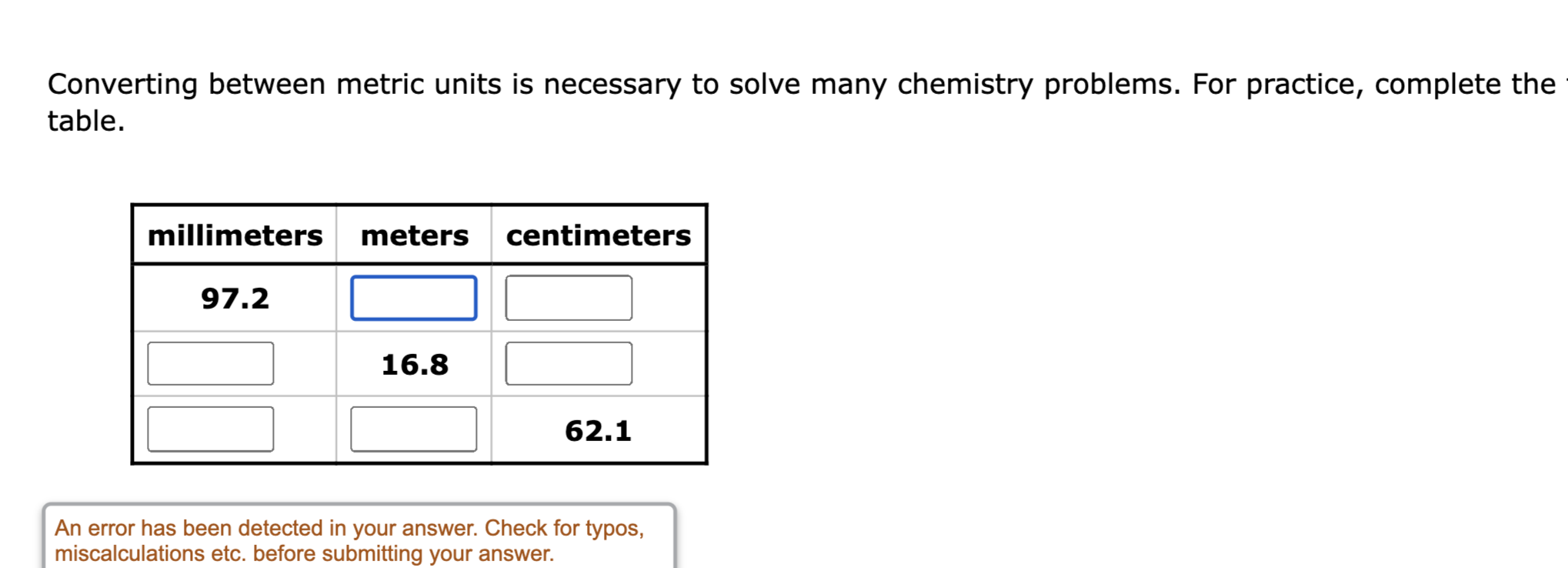 Solved Converting between metric units is necessary to solve | Chegg.com