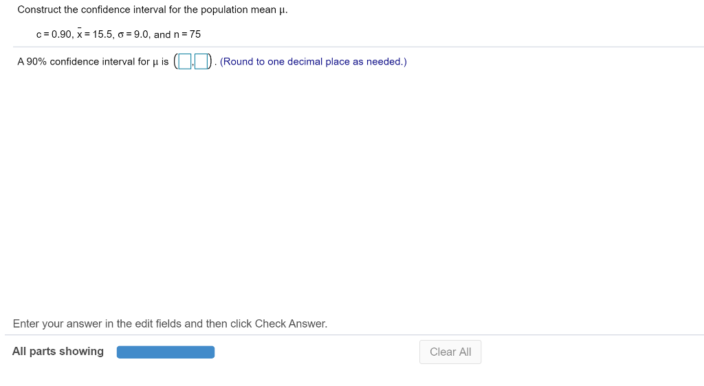Solved Construct the confidence interval for the population | Chegg.com