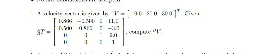 Solved 1. A velocity vector is given by AV-[ 10.0 20.0 30.0 | Chegg.com