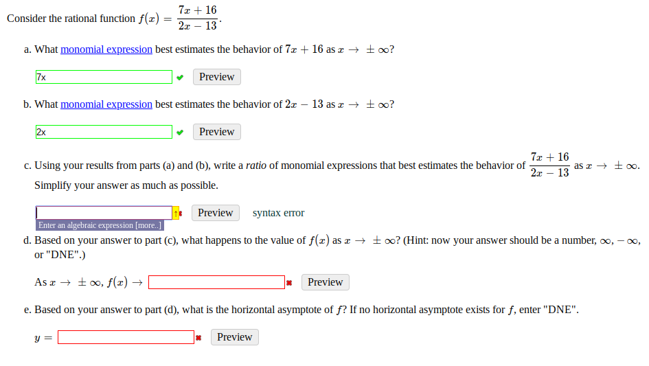 Solved 7a 16 2x-13 Consider the rational function f(z) = a. | Chegg.com