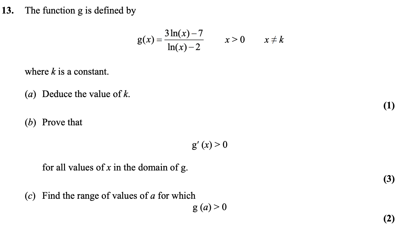 Solved 13 The Function G Is Defined By 3 Ln X 7 G X