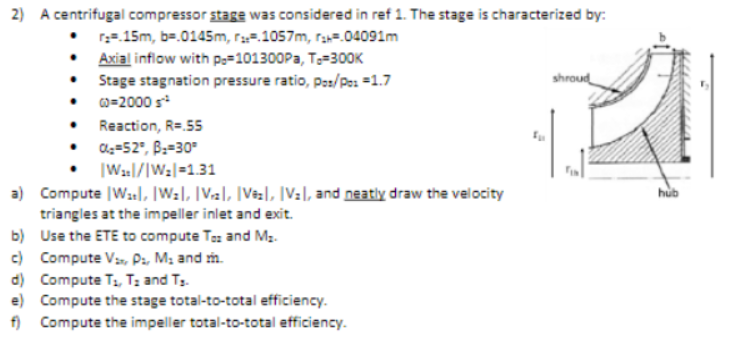 2) A centrifugal compressor stage was considered in | Chegg.com