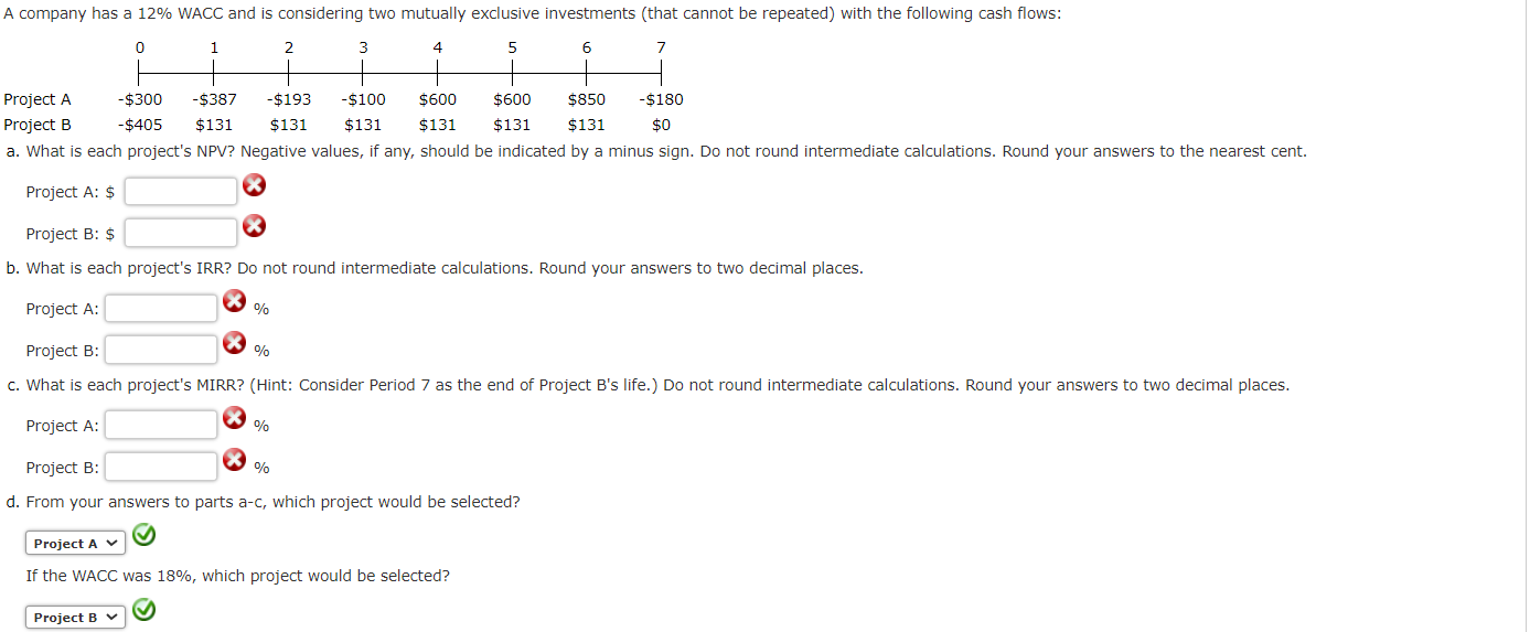 Solved Project A Project B A. What Is Each Project's NPV? | Chegg.com