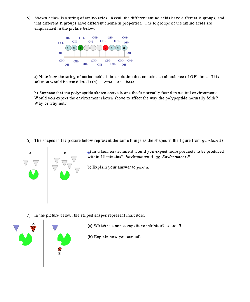 Solved 5) Shown below is a string of amino acids. Recall the | Chegg.com