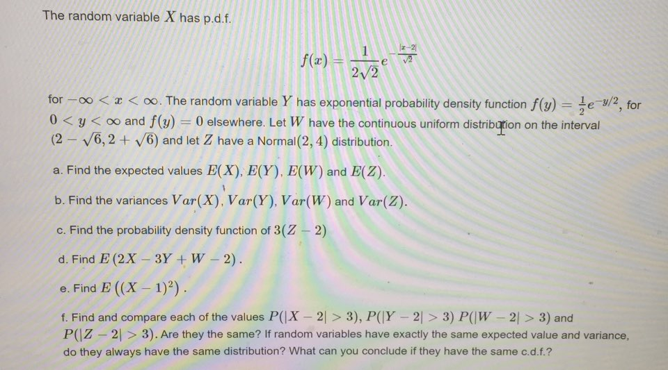 Solved The Random Variable X Has P D F F X 1 For Chegg Com