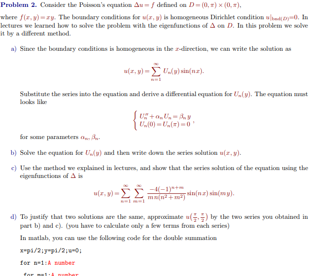 Problem 2. Consider the Poisson's equation Δu=f | Chegg.com
