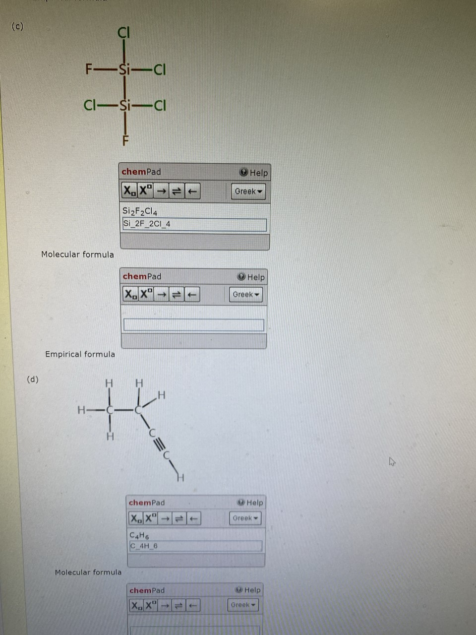 Solved Write The Molecular And Empirical Formulas Of The Chegg Com