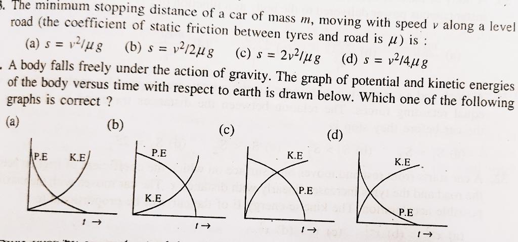 Solved 3. The minimum stopping distance of a car of mass m, | Chegg.com