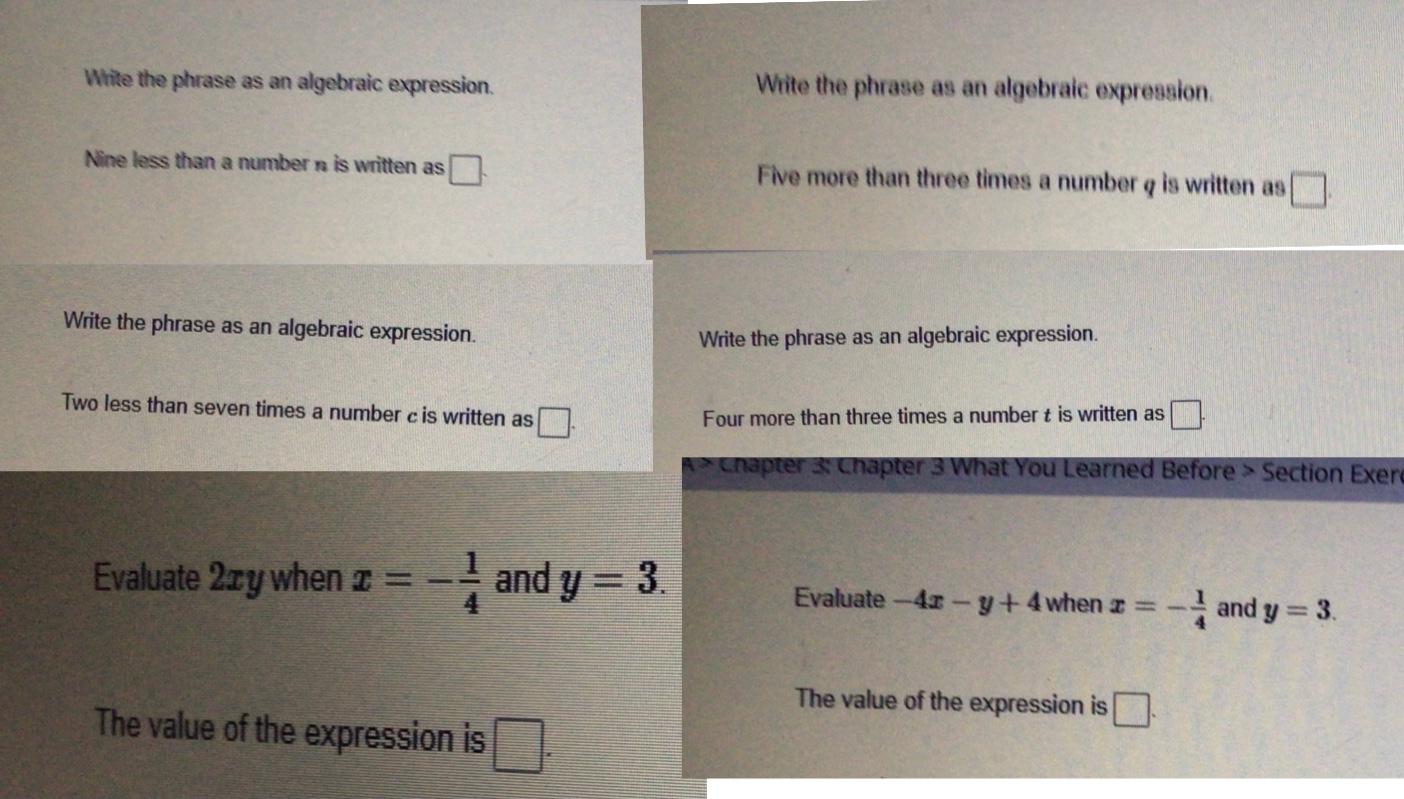 Solved Write The Phrase As An Algebraic Expression Write Chegg Com