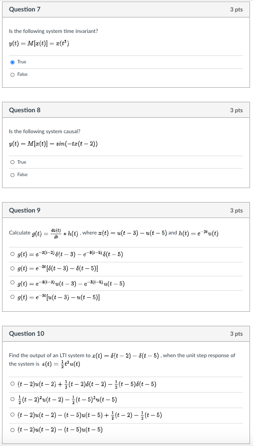 Solved Question 7 3 Pts Is The Following System Time Inva Chegg Com