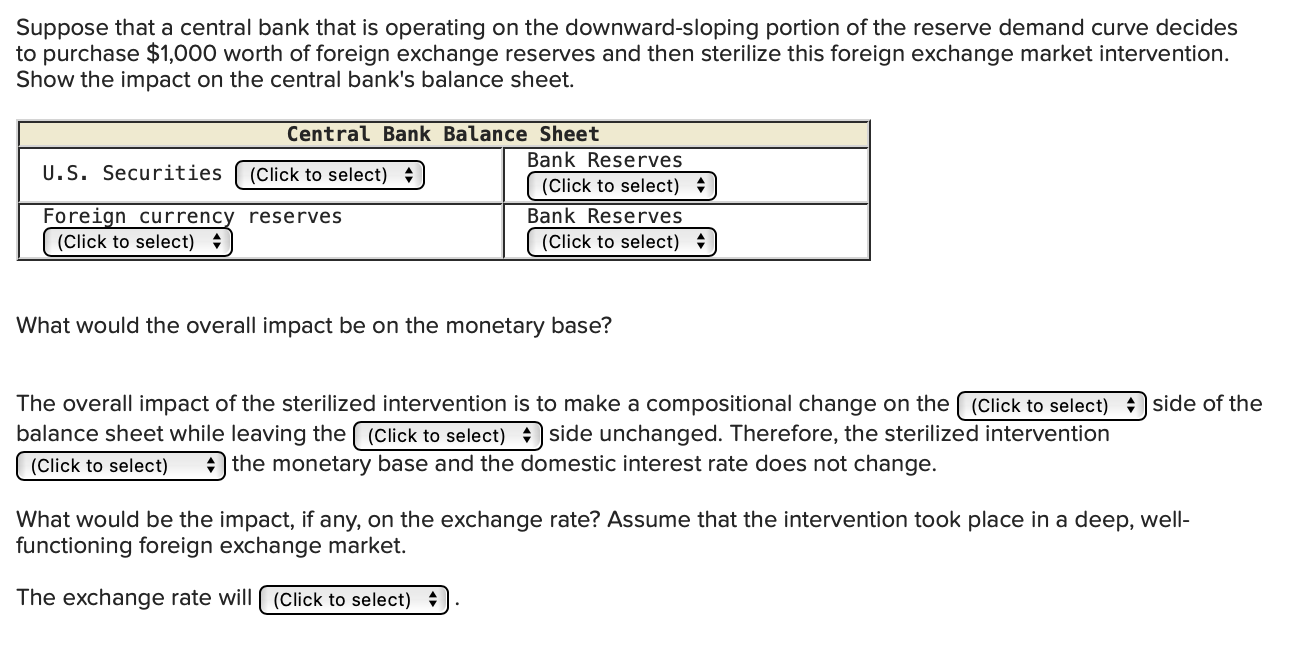 Solved Suppose that a central bank that is operating on the | Chegg.com