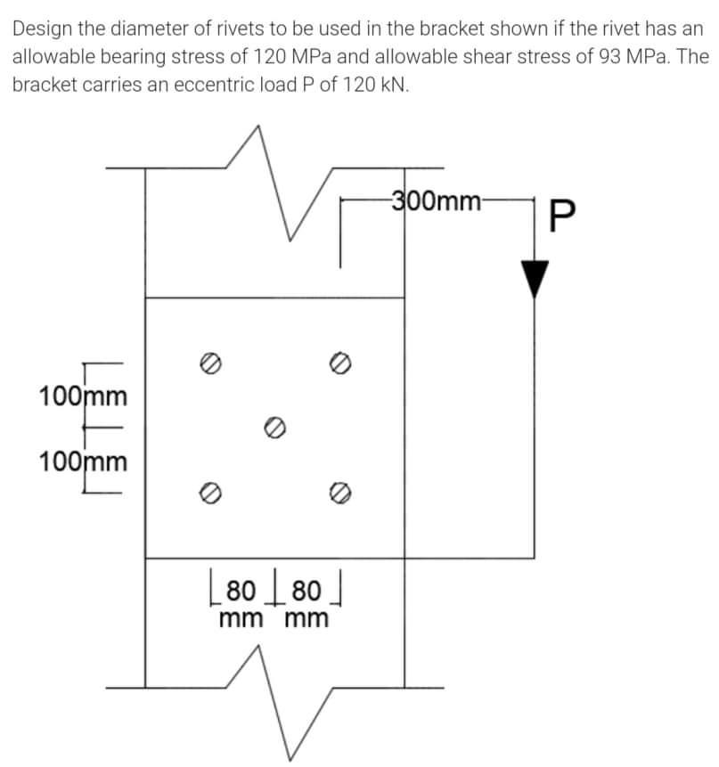 Solved Design the diameter of rivets to be used in the | Chegg.com