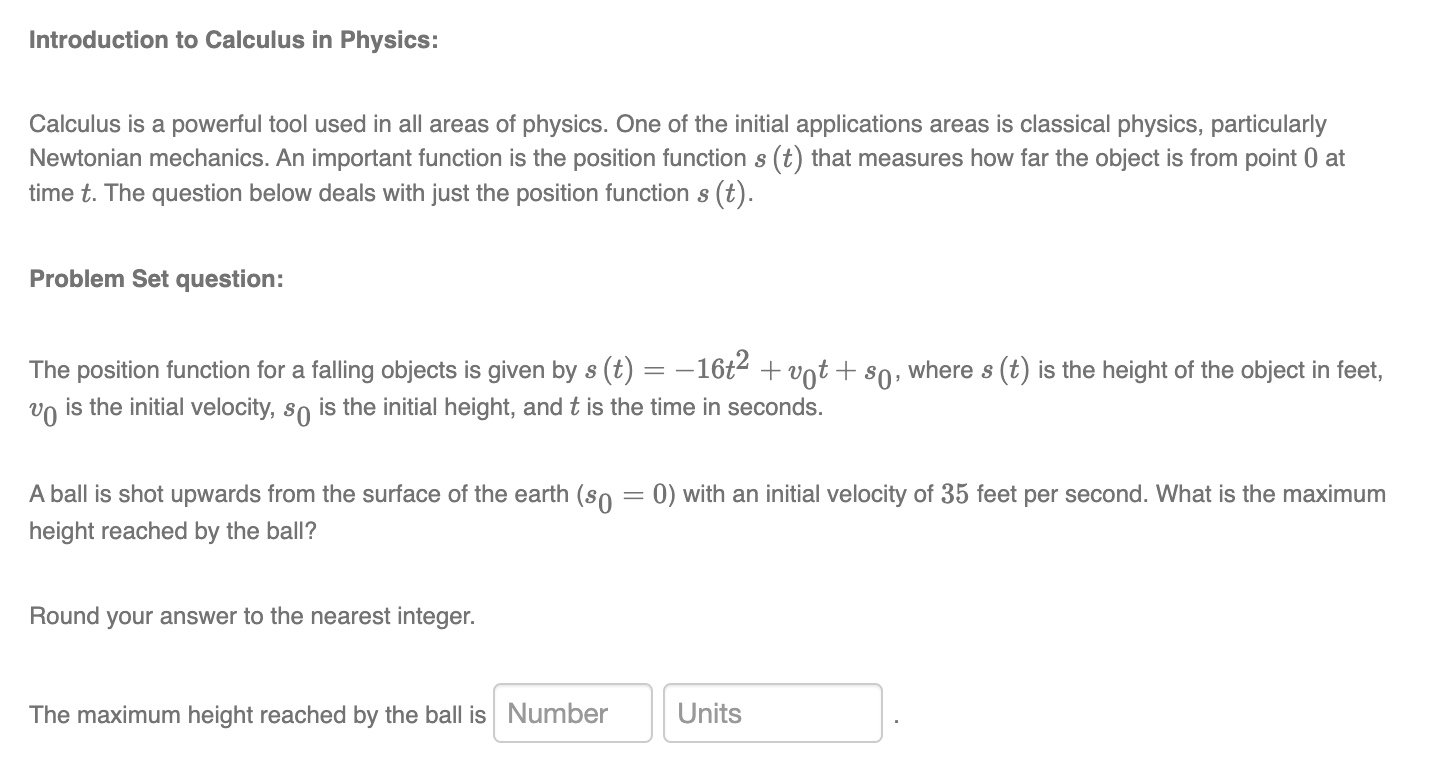 Solved Introduction to Calculus in Physics: Calculus is a | Chegg.com