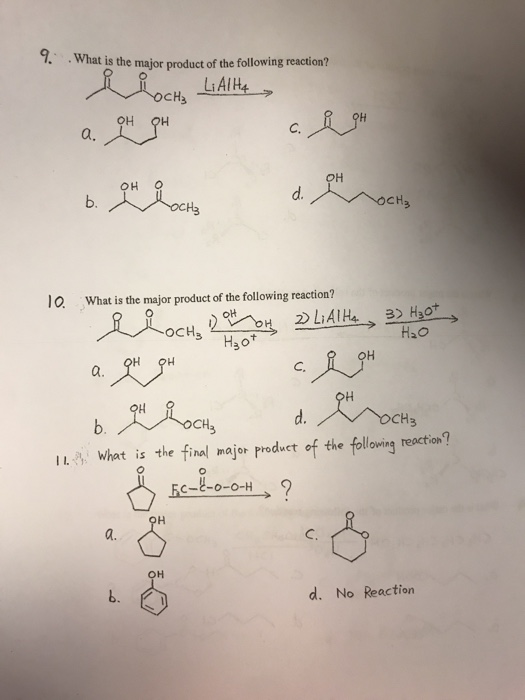 Solved I.What is the major product of the following | Chegg.com