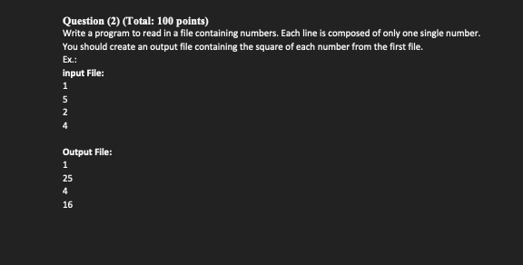 Solved Question (2) (Total: 100 ﻿points)Write a program to | Chegg.com