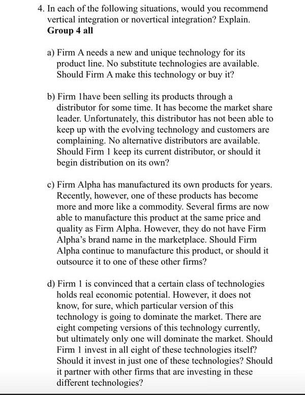 Solved 4. In each of the following situations, would you