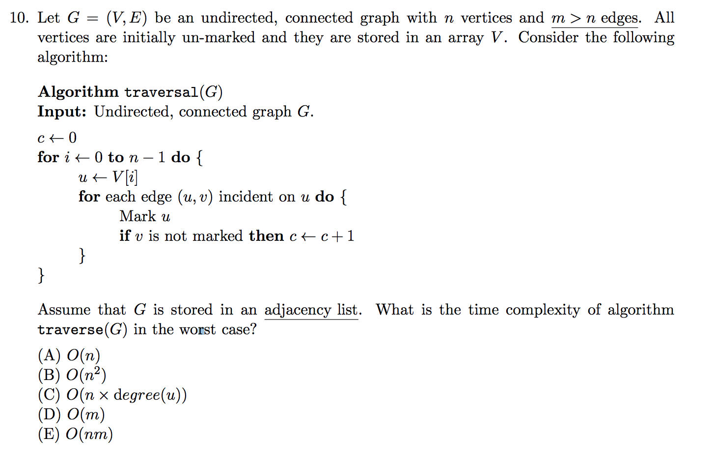 Solved 10 Let G V E Be An Undirected Connected Gra Chegg Com