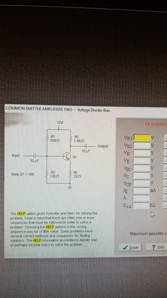 Solved COMMON EMITTER AMPLIFIERS TWO- Voltage Divider Bias | Chegg.com