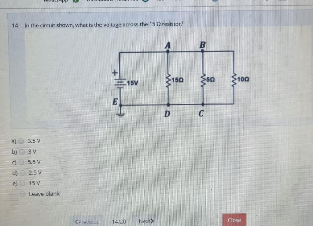 Solved 14 - In The Circuit Shown, What Is The Voltage Across | Chegg.com