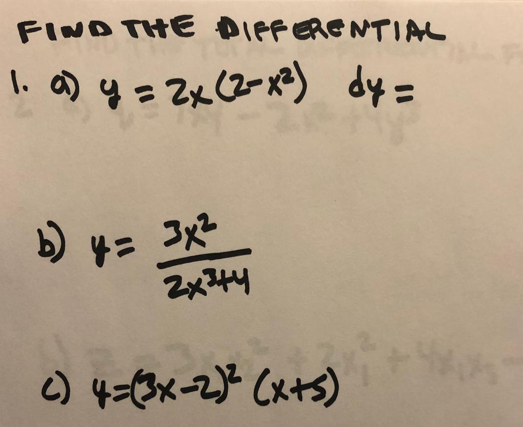 Solved Find the Differential of part B only. I keep getting | Chegg.com