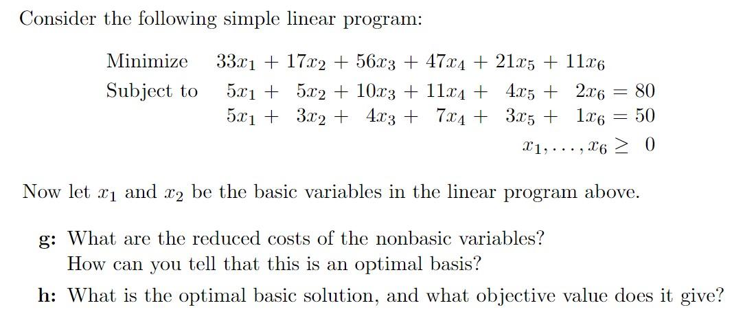 Solved Consider the following simple linear program: | Chegg.com
