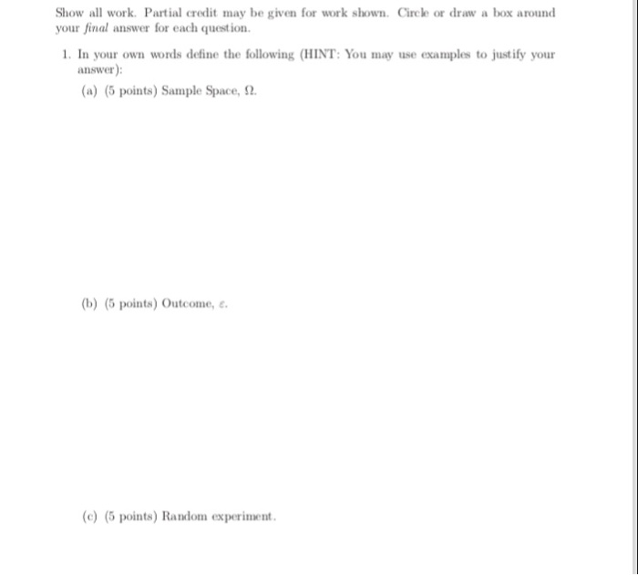 Solved Showall work. Partial credit may be given for work | Chegg.com