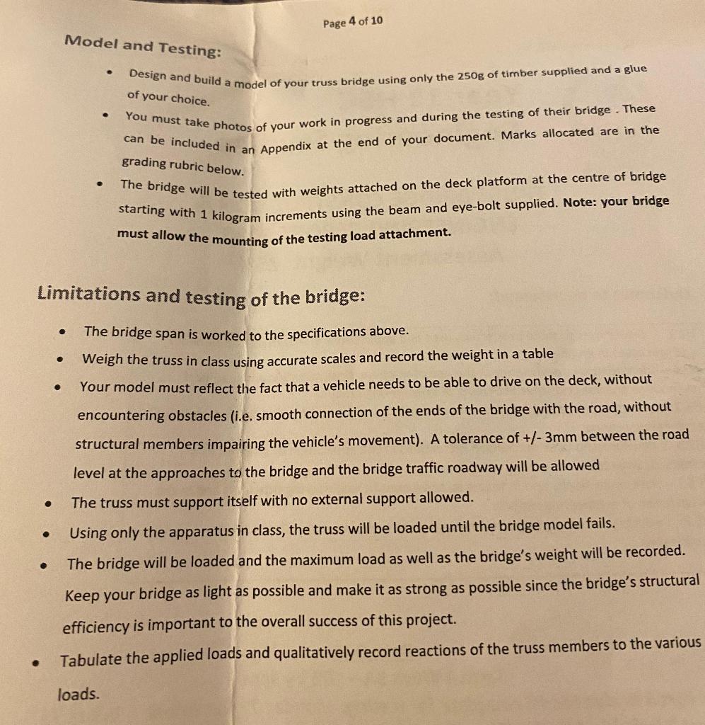 The Task: Part A : practical experiment - Bridges - | Chegg.com