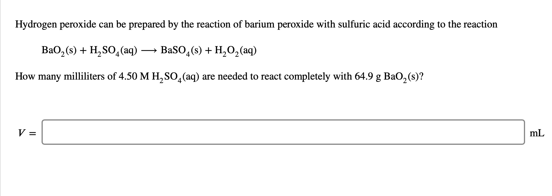 Solved Hydrogen Peroxide Can Be Prepared By The Reaction Of | Chegg.com