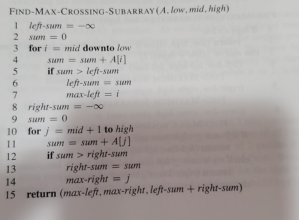 Solved 1. In the maximum subarray problem, where the input | Chegg.com