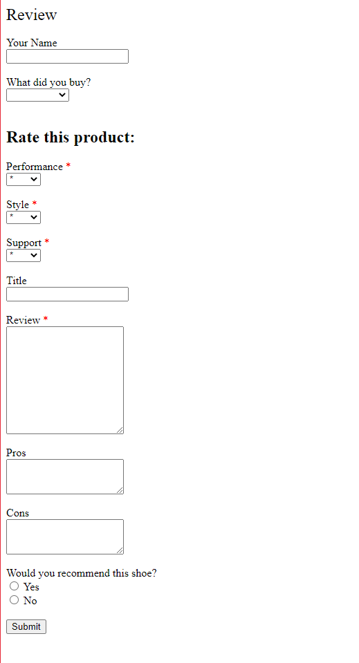 review form html css