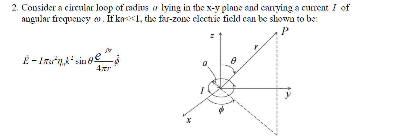 Solved 2. Consider a circular loop of radius a lying in the | Chegg.com