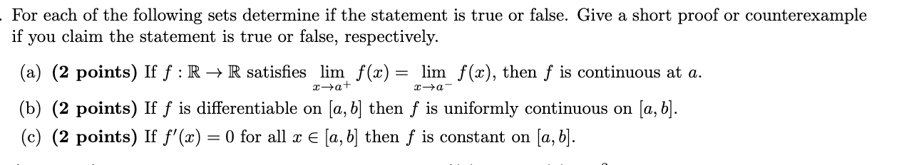 Solved - For each of the following sets determine if the | Chegg.com