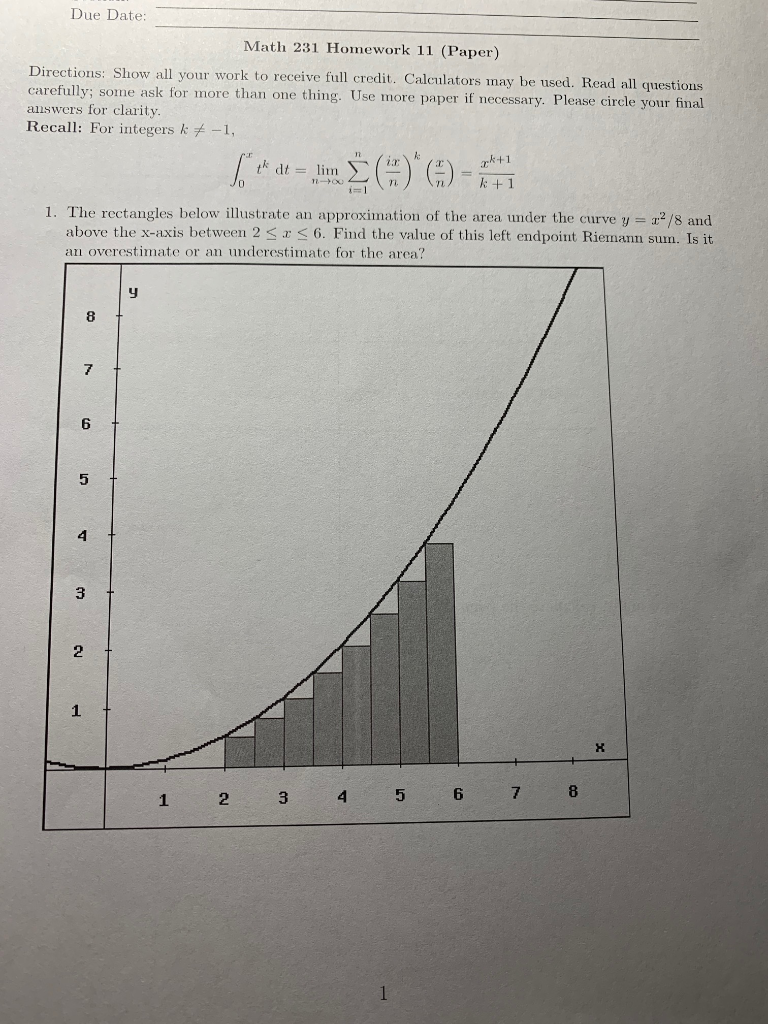 Solved Due Date: Math 231 Homework 11 (Paper) carefully; | Chegg.com