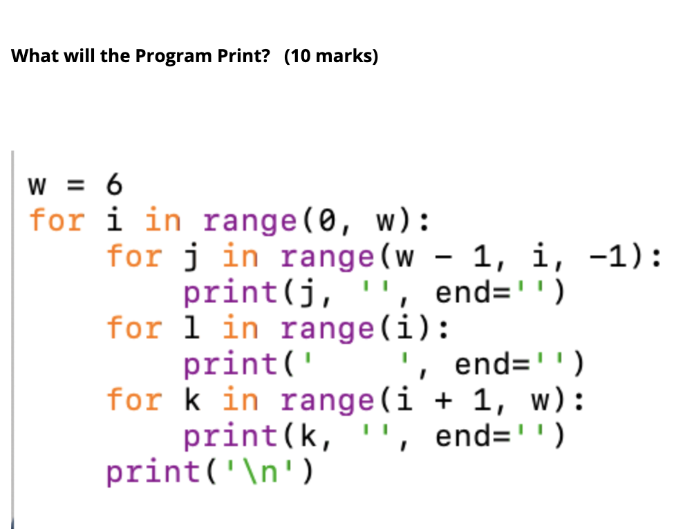 Solved What Will The Program Print 10 Marks W 6 For Chegg Com