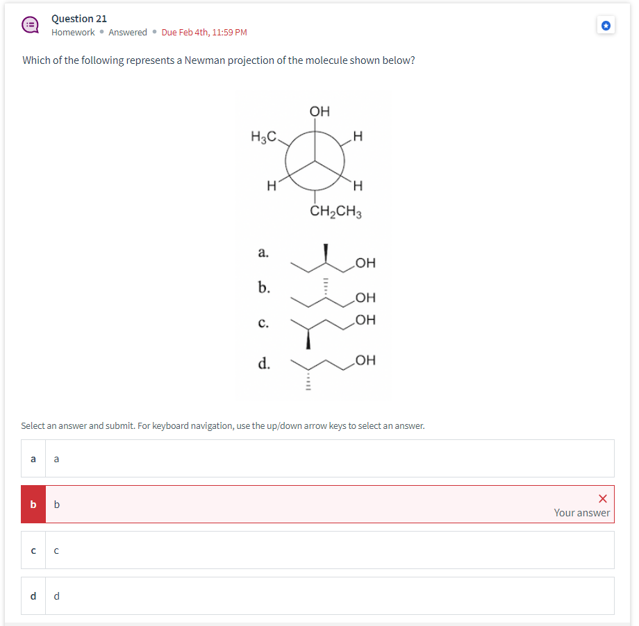 Solved Which Of The Following Represents A Newman Projection | Chegg.com