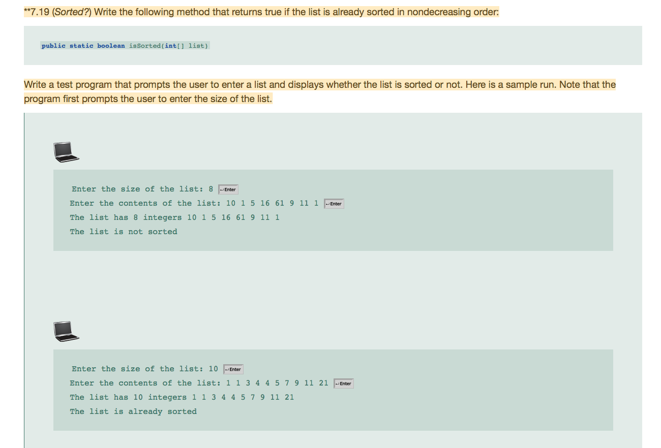 Solved **7.19 (Sorted?) Write the following method that | Chegg.com