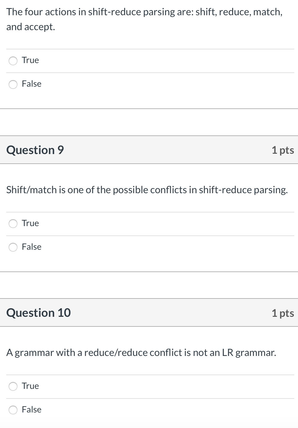 Solved The four actions in shift-reduce parsing are: shift, | Chegg.com
