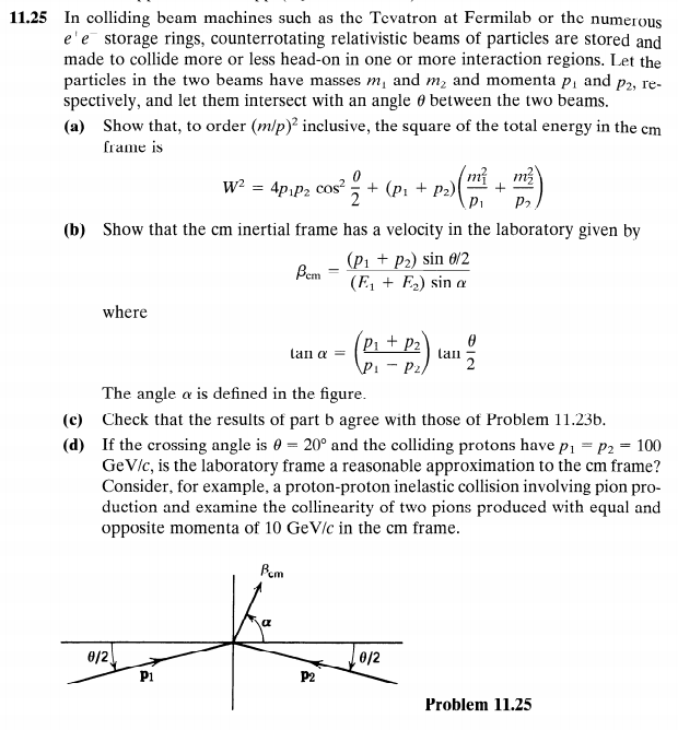 11.25 In colliding beam machines such as thc Tevatron | Chegg.com