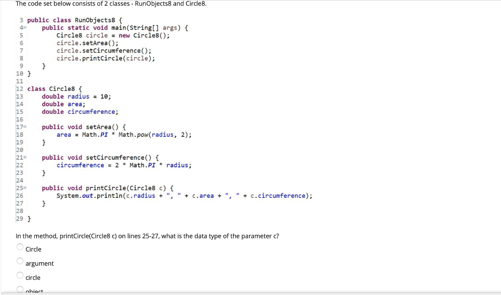 Solved The code set below consists of 2 classes - RunObjects | Chegg.com