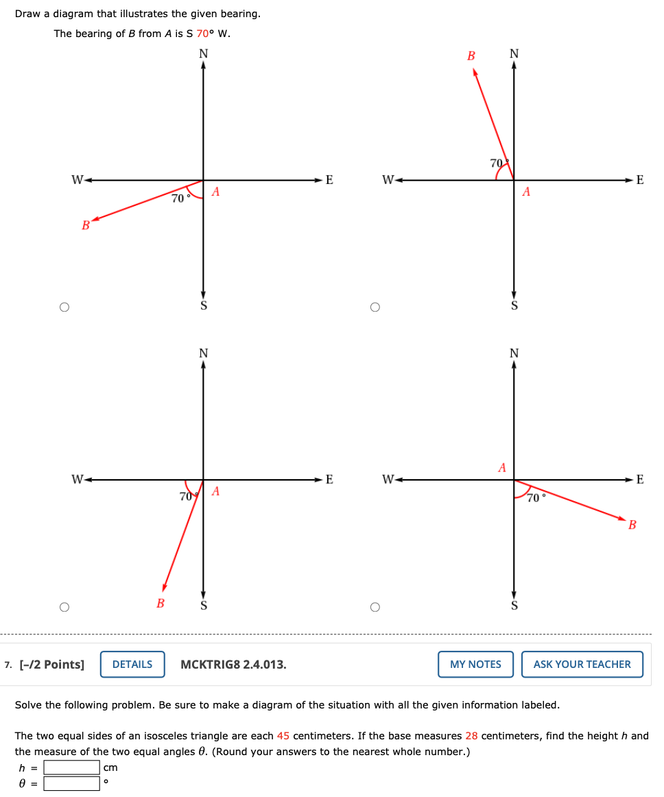 Solved Draw A Diagram That Illustrates The Given Bearing. | Chegg.com