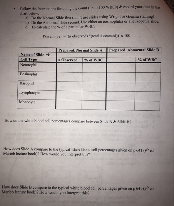 Activity 7 Conduct a Differential WBC Count Use a