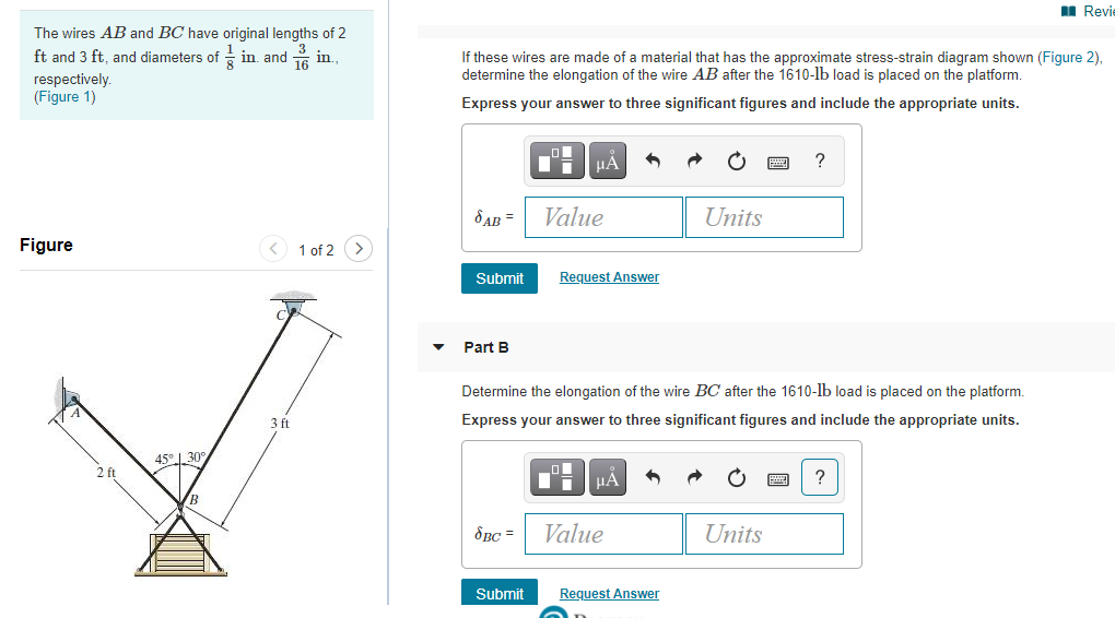 Solved Revie The Wires AB And BC Have Original Lengths Of 2 | Chegg.com